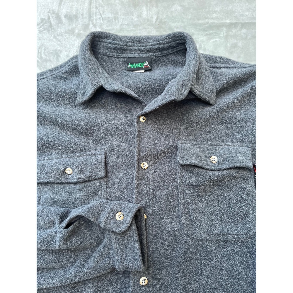Vintage Avalanche Wear Fleece Shirt Jacket Mens XL Gray Shacket Made In USA 90s